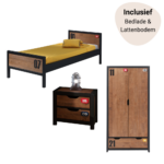 Kinderkamer Alex 2-deurs met Bedlade&Nachtkast&Lattenbodem