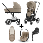 Kinderwagen Cybex Priam Cozy Beige met Autostoel Cloud T I-Size Plus&Base&Voetenzak
