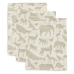 Washandjes Jollein Hydrofiel 3st Animals Olive Green