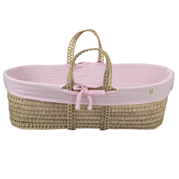 Wieg Mozes Funnababy Incl. Bekledingset Muslin Luxe Light Pink - Afbeelding 1