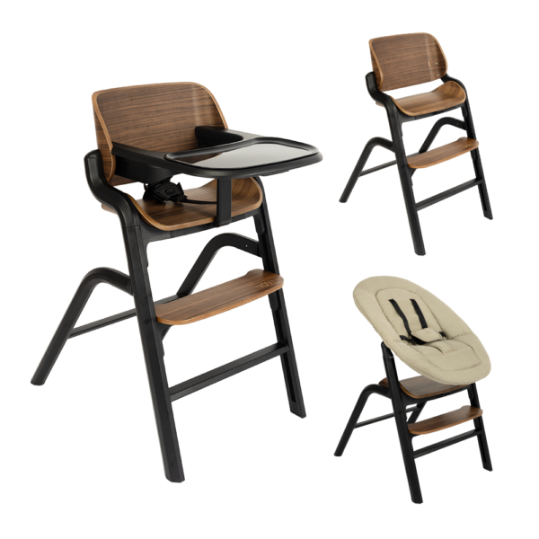 Kinderstoel Novi at Home® Curve Premium Walnut Met Newbornset En Schommelonderstel - Afbeelding 1