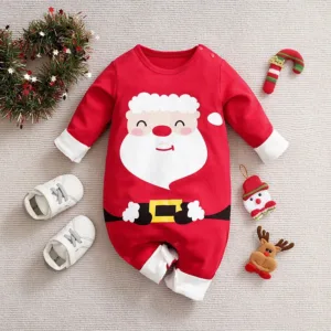 Mini Fashion™ - Zacht Materiaal - Baby Kerstkostuum Rood Kerstman / 80 (9-12 maanden) | Educatief Speelgoed