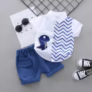Mini Fashion™ - Overhemd dino met broekje Wit / 110 (4 jaar) | Educatief Speelgoed