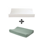 Aankleedkussen Comfort Uni Wit +Aankleedkussenhoes Meyco Jersey Stone Green