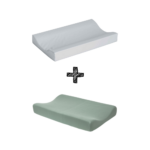 Aankleedkussen Comfort Uni Grijs + Aankleedkussenhoes Meyco Jersey Stone Green