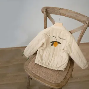 Mini Fashion™ - Katoenen Winterjas met Borduursel Beige / Maat 110 (4-5 jaar) | Educatief Speelgoed