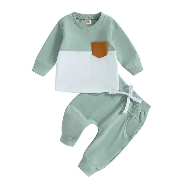 2PCS-Winter-Baby-Tracksuit-For-Toddler-Boys-Outfits-Contrast-Color-Long-Sleeve-Sweatshirts-Tops-Long-Pants.jpg_640x640_f6843c6c-c7d1-4d3b-a9c4-d855aea12c09 Mini Fashion™ - Peuter Trainingspak Katoen Lichtgroen / 80 (9-18 maanden) | Educatief Speelgoed - Afbeelding 1