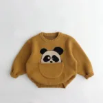 Mini Fashion™ - Leuke Print met Buidel - Dieren Trui Geel / 120 (5 jaar) | Educatief Speelgoed