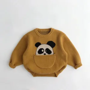 Mini Fashion™ - Leuke Print met Buidel - Dieren Trui Geel / 110 (4 jaar) | Educatief Speelgoed
