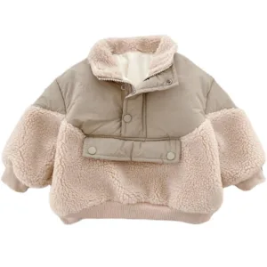 Mini Fashion™ - Super Warm - Fleece Lamswol Jas Khaki / 92 (2 jaar) | Educatief Speelgoed