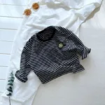 Mini Fashion™ - Geschikt Voor Elk Seizoen - Lange Mouwen Shirt Zwart - Wit / 100 (2-3 jaar) | Educatief Speelgoed