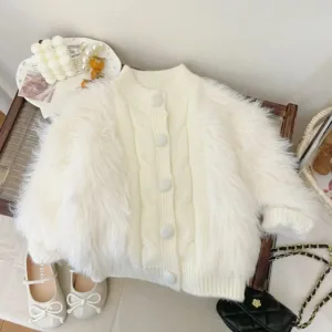 Mini Fashion™ - Warm&Stijlvol - Meiden Winterjas Wit / 90 (1-2 jaar) | Educatief Speelgoed