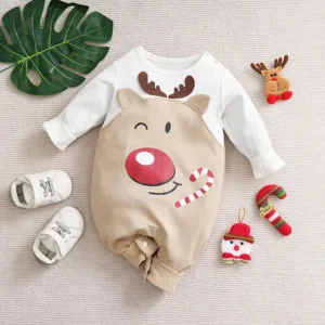 Mini Fashion™ - Zacht Materiaal - Baby Kerstkostuum Wit Hert / 68 (3-6 maanden) | Educatief Speelgoed