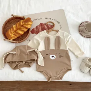 Mini Fashion™ - Comfortabel Katoen - Babysuit Bruin - Lange mouwen / 90 (18-24 maanden) | Educatief Speelgoed