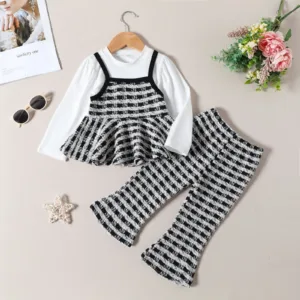 Mini Fashion™ - Trendy Design - 2-Delige Flared Set Zwart / 80 (9-12 maanden) | Educatief Speelgoed