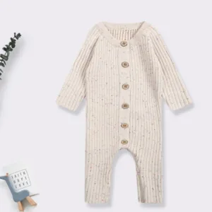 Mini fashion™ - Zachte'Knitted'Katoenen Stof - Gebreide Romper Beige / 73 (6 maanden) | Educatief Speelgoed