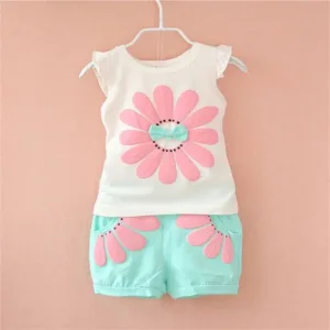 Mini Fashion™ - Vrolijke Avonturen - Katoenen Zomersetje Wit/Blauw / 86 (1-2 jaar) | Educatief Speelgoed