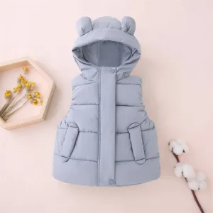Mini Fashion™ - Warm&Trendy - Bodywarmer Met Capuchon Grijs / 90 (24 maanden) | Educatief Speelgoed