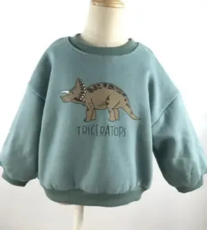 Mini Fashion™ - Leuke Printen - Trui Groen - Dinosaurus / 90 (2 jaar) | Educatief Speelgoed