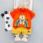 Mini Fashion™ - Leeuw opdruk - Jongens Zomerset Oranje / 100 | Educatief Speelgoed