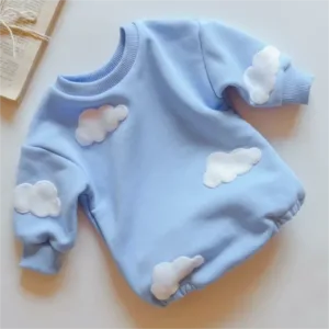 Mini Fashion™ - Schattige Printjes - Sweatshirt Romper Blauw / 80 (9-12 maanden) | Educatief Speelgoed