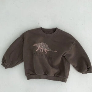 Mini Fashion™ - Leuke Dinosaurus Print - Dino Sweater Bruin - / 90 (2 jaar) | Educatief Speelgoed