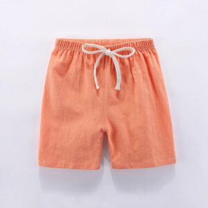 Mini Fashion™ - Sneldrogend Materiaal - Katoen-linnen Short Oranje / 110 (2 jaar) | Educatief Speelgoed