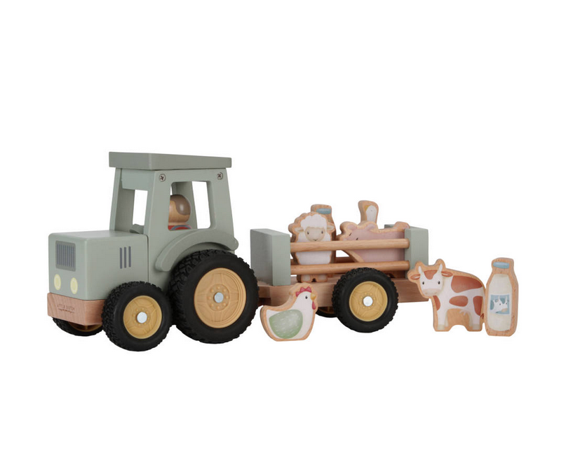 Tractor met Trailer Little Dutch Little Farm Hout - Afbeelding 1