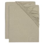 Hoeslaken Ledikant Jollein 60x120 Jersey Olive Green 2-pack