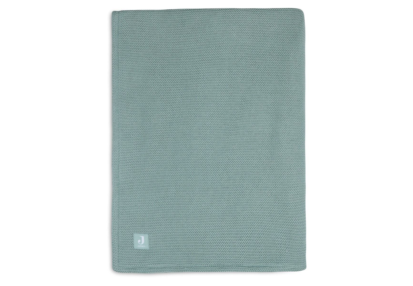 Deken Ledikant Jollein Basic Knit 100x150 Forest Green/Fleece - Afbeelding 1