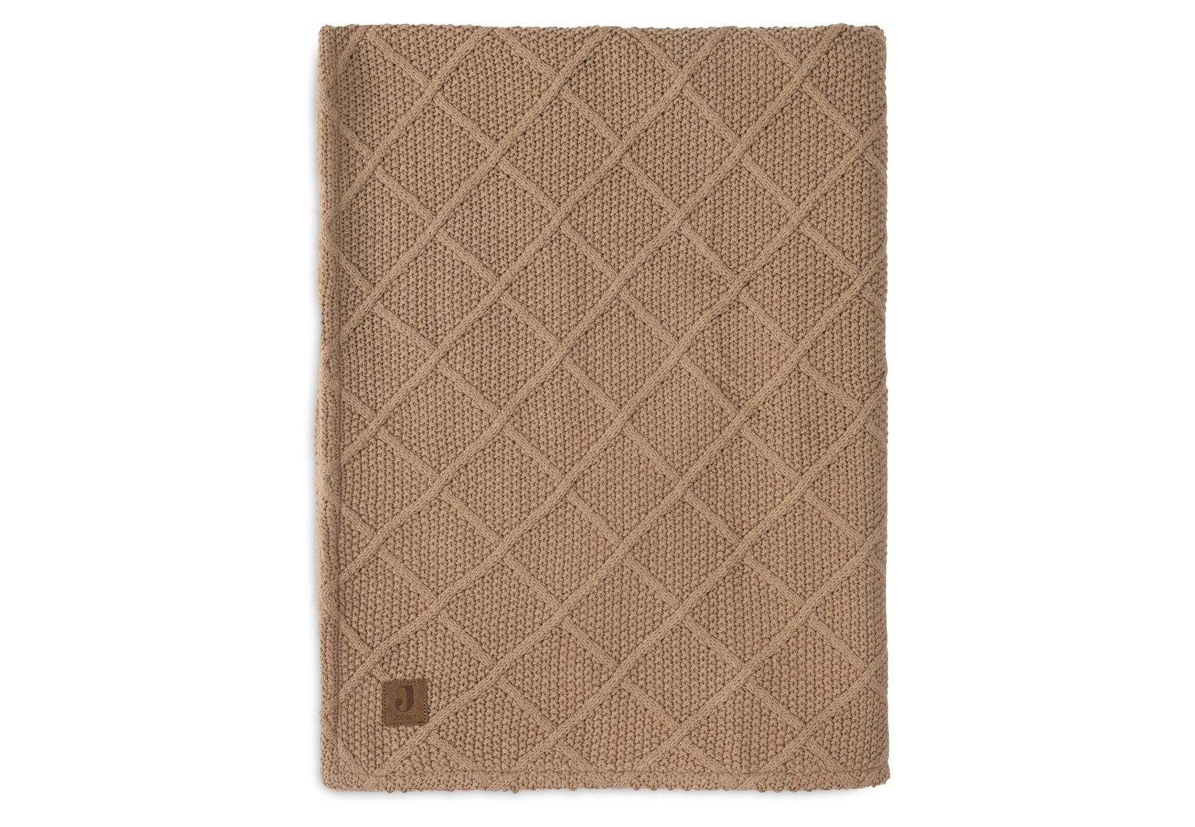 Deken Wieg Jollein 75x100 Check Knit Teddy Fleece Biscuit Deken Wieg Jollein 75x100 Check Knit Teddy Fleece Biscuit - Afbeelding 1