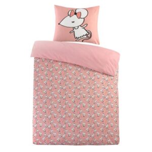 Dekbedovertrek 1-persoons Kidzroom 140x200 Mouse Pink