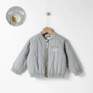 Mini Fashion™ - Katoenen Winterjas met Borduursel Blauw / Maat 100 (3-4 jaar) | Educatief Speelgoed
