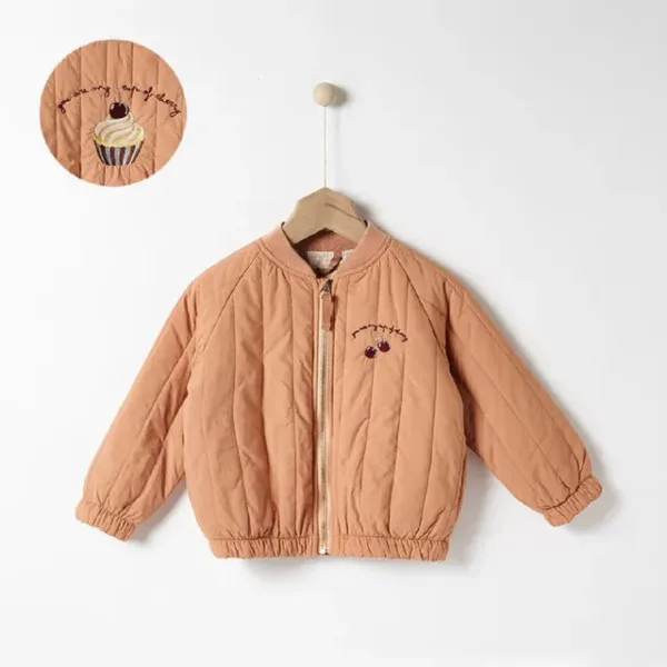 Mini Fashion™ - Katoenen Winterjas met Borduursel Oranje / Maat 80 (12-18 maanden) | Educatief Speelgoed - Afbeelding 1