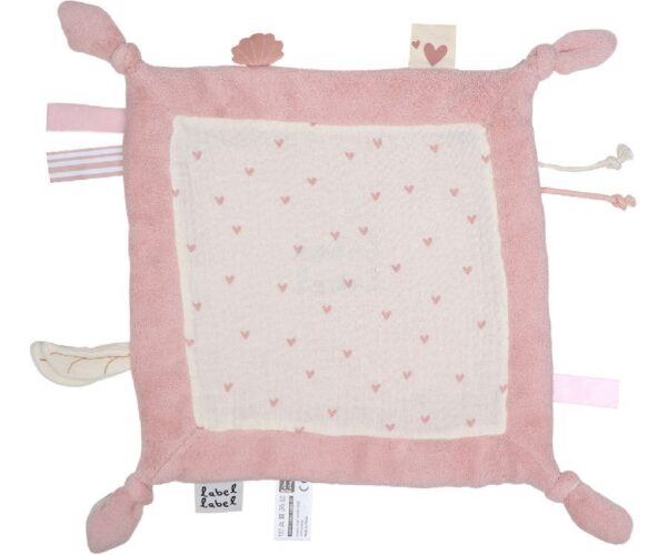 Knuffeldoekje Label-Label Hearts Pink - Afbeelding 1
