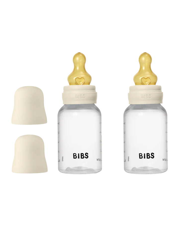 Set | Fles BIBS Latex Round Slow Flow Ivory 150ml 2st - Afbeelding 1