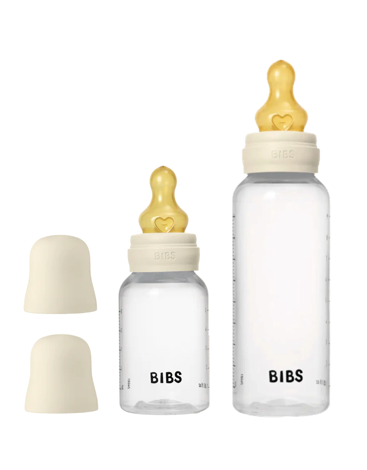 Set | Fles BIBS Latex Round Grow/Flow Ivory 150ml/270ml 2st Set | Fles BIBS Latex Round Grow/Flow Ivory 150ml/270ml 2st - Afbeelding 1