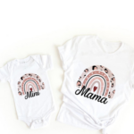 Mini Fashion™ - Mama&Dochter - Matchende Shirt&Romper Wit - Regenboog Met Print / Vrouwen - S | Educatief Speelgoed