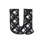Iron-on letter U zwart/wit
