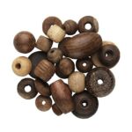 Houten kralenmix -± 25 stuks - natuur