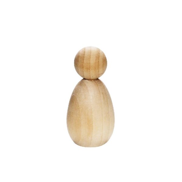 Houten figuren - kegelpoppen ovaal 6 cm - Afbeelding 1