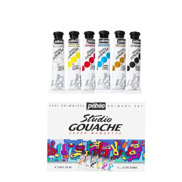 Pebeo gouache - 6x 20 ml - primaire kleuren - Afbeelding 1