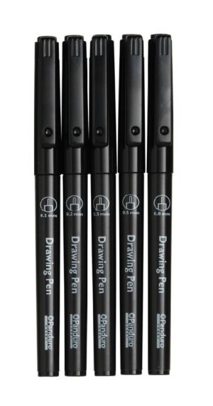 Tekenpennen - 5 stuks - 0,1 tot 0,8 mm - zwart