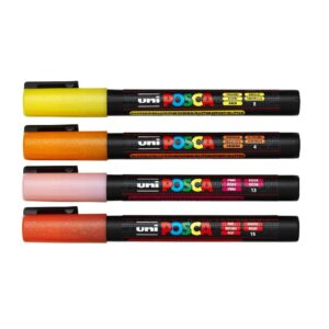 POSCA acrylmarker set - fijn PC-3M - glitters - warme tinten