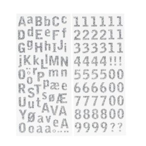 Stickers - letters en cijfers - glitter zilver