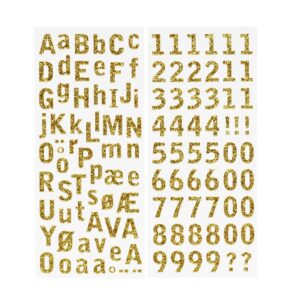 Stickers - letters en cijfers - glitter goud