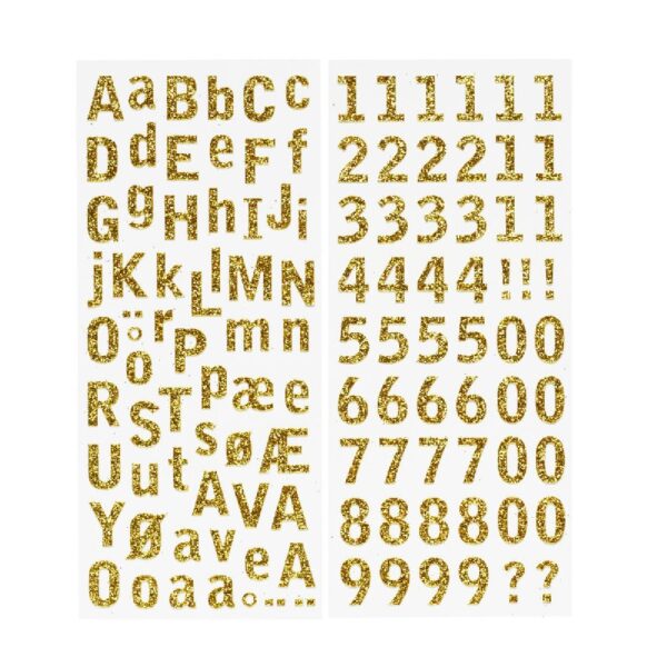 Stickers - letters en cijfers - glitter goud - Afbeelding 1