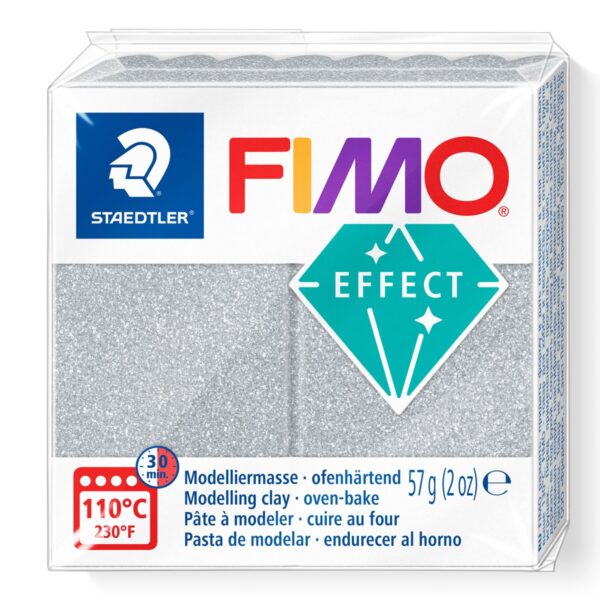 FIMO Soft Effect - 57 gram - glitter silver - Afbeelding 1