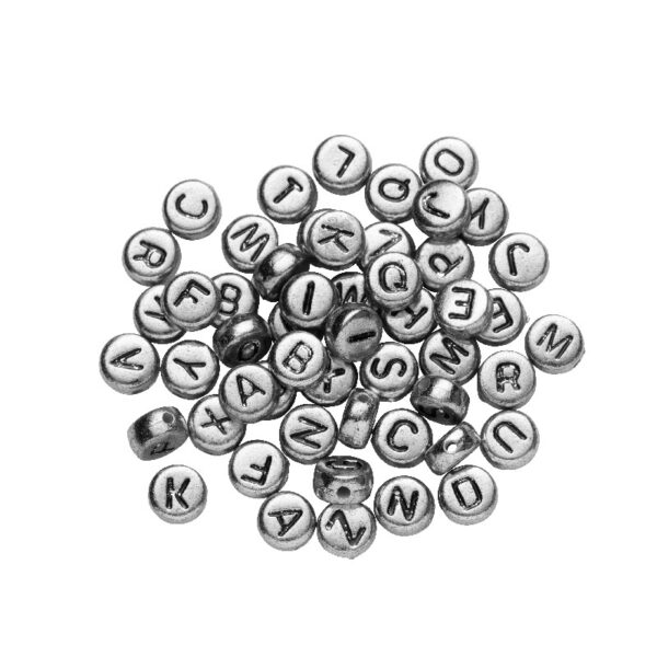 Kralenmix - letters - zilverkleurig - Afbeelding 1