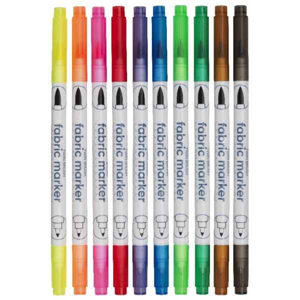 Textielstiften set - twin brush - 10 stuks - Afbeelding 1